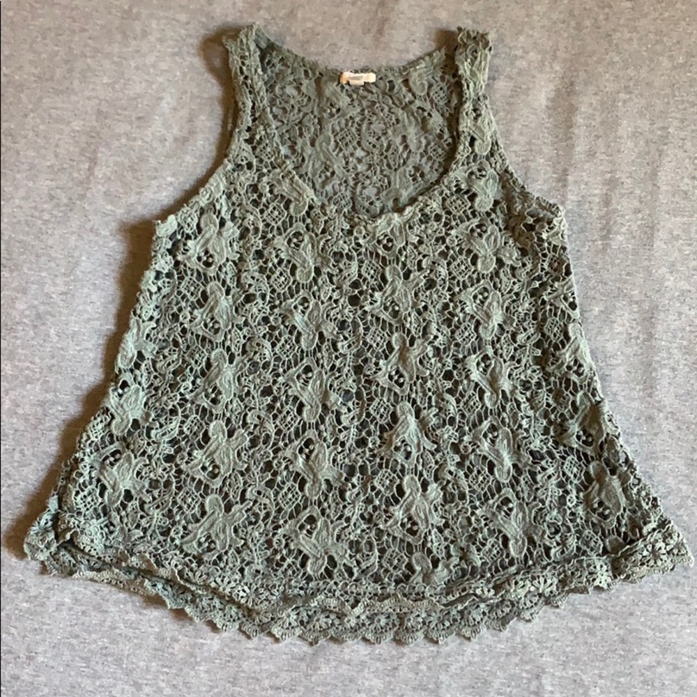 Olive Green Crochet Tank XS